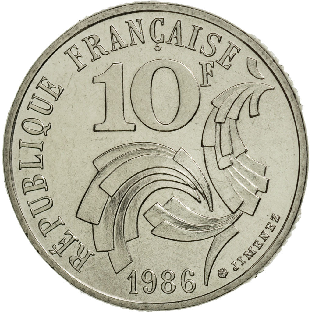 Moneta, Francia, Jimenez, 10 Francs, 1986, Paris, FDC, Nichel, KM:959