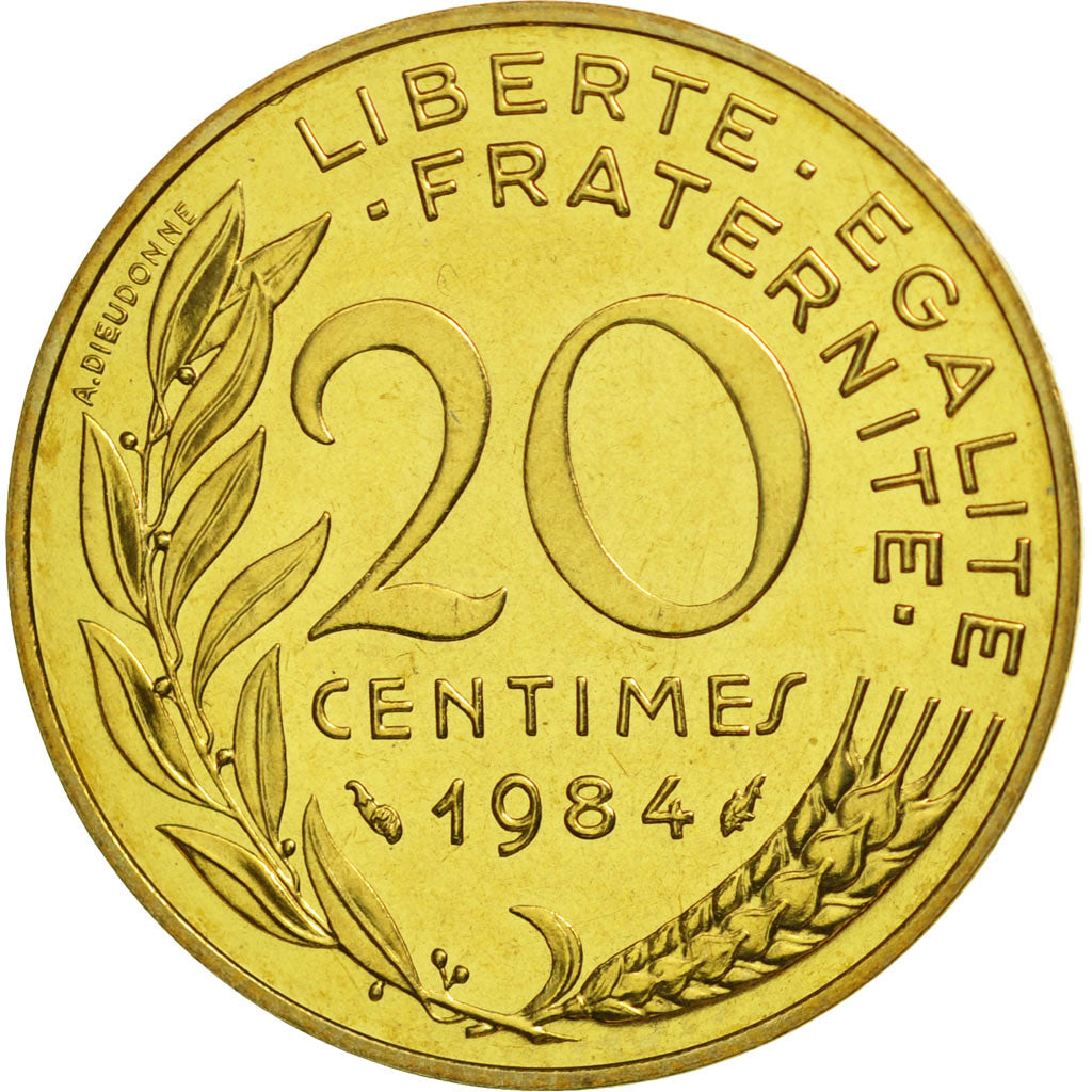 Coin, France, Marianne, 20 Centimes, 1984, Paris, MS(65-70), Aluminum-Bronze