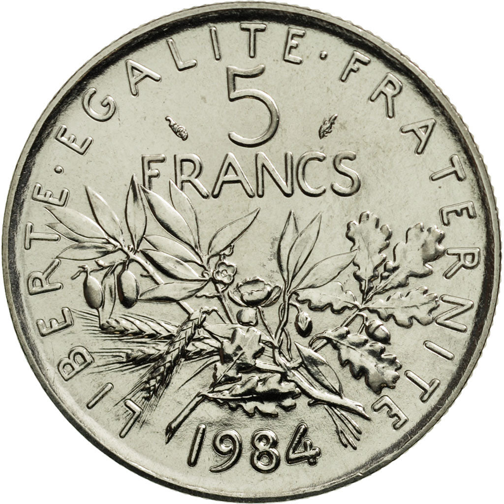 Munten, Frankrijk, Semeuse, 5 Francs, 1984, Paris, FDC, Nickel Clad