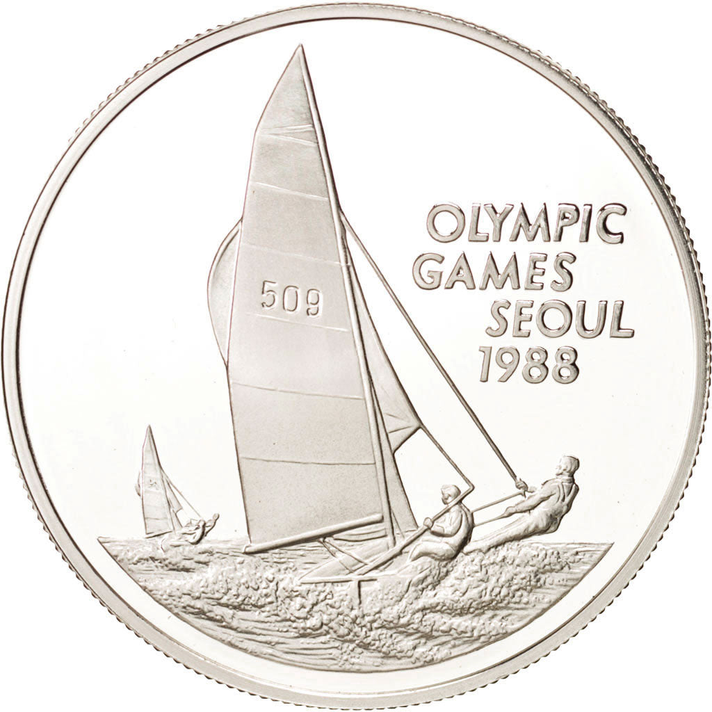 CAYMAN ISLANDS, 5 Dollars, 1988, KM #94, MS(65-70), Silver, 35.64