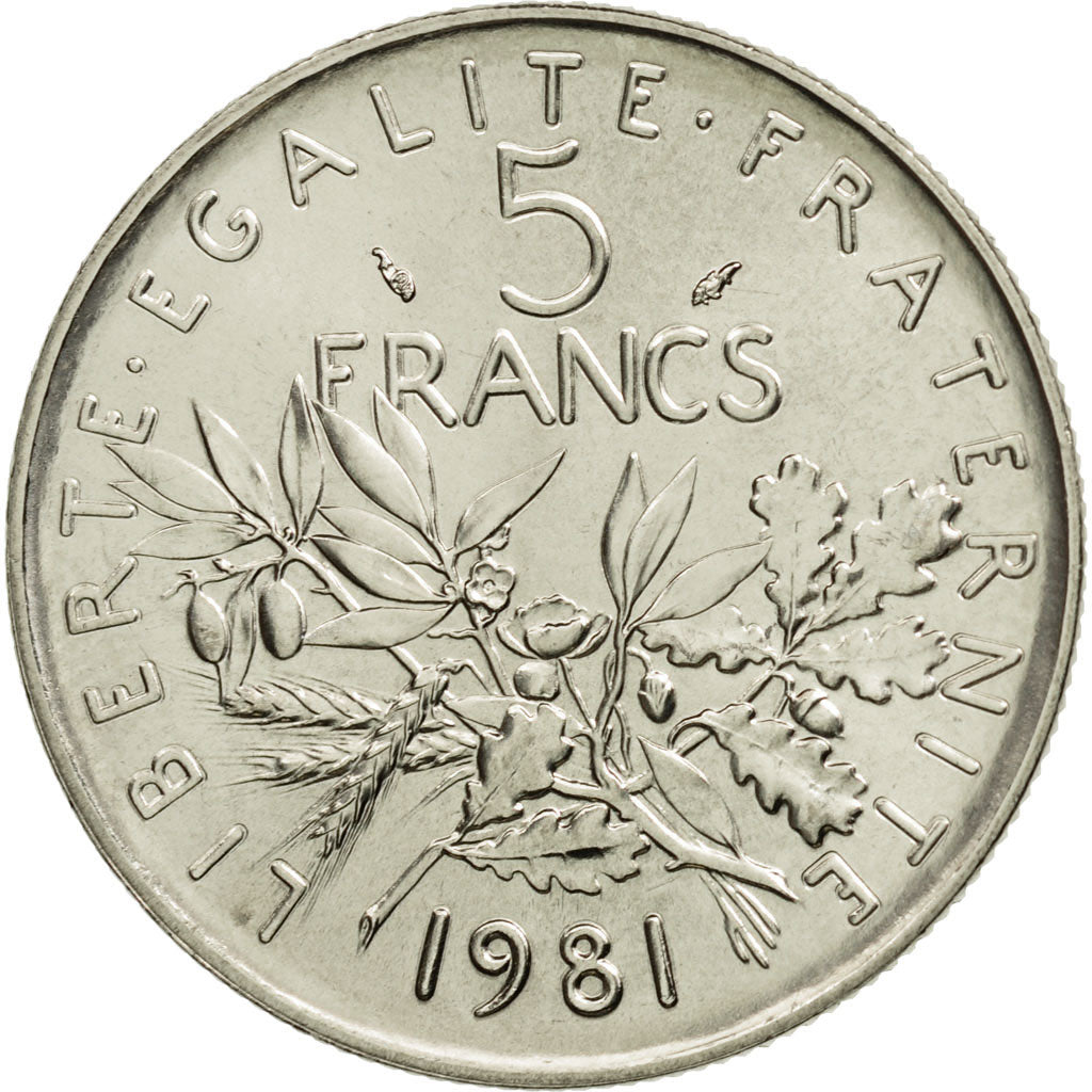 Coin, France, Semeuse, 5 Francs, 1981, Paris, MS(65-70), Nickel Clad