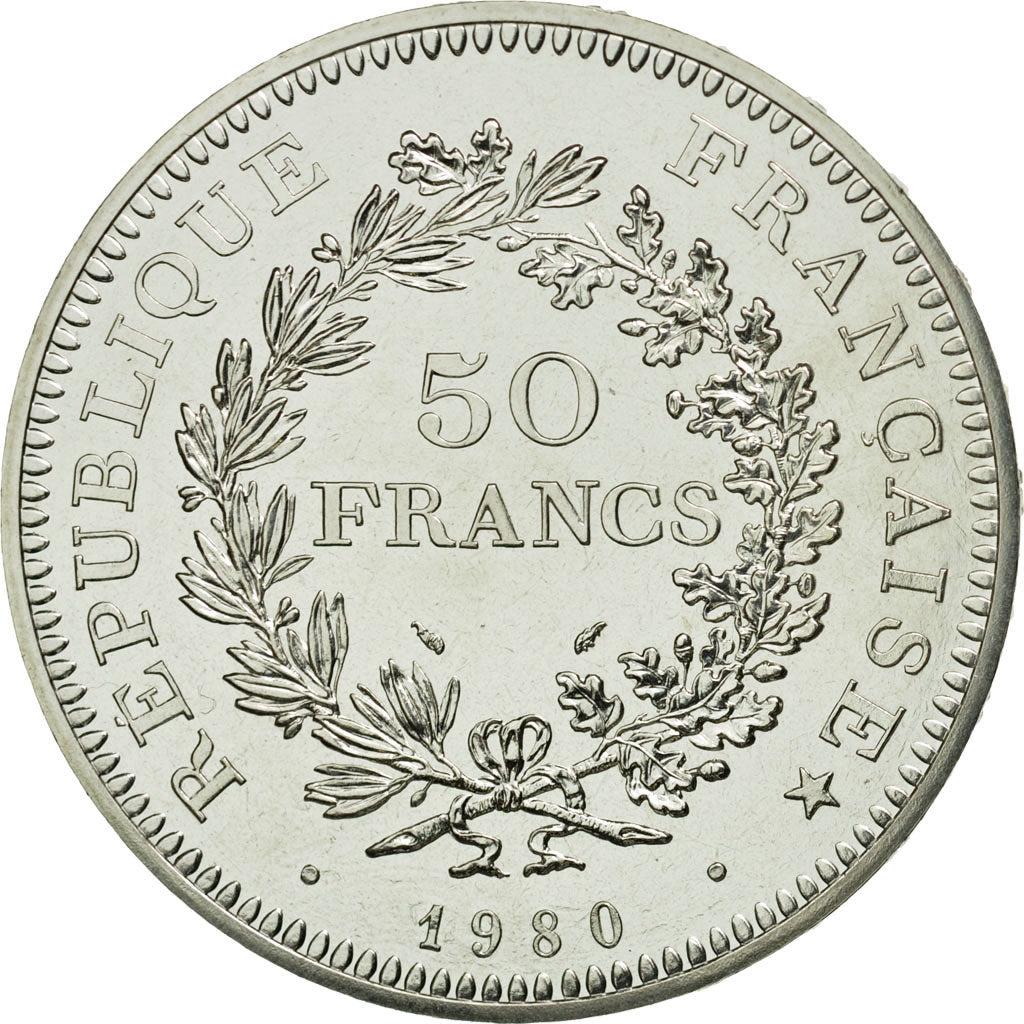 Coin, France, Hercule, 50 Francs, 1980, Paris, MS(65-70), Silver, KM:941.1
