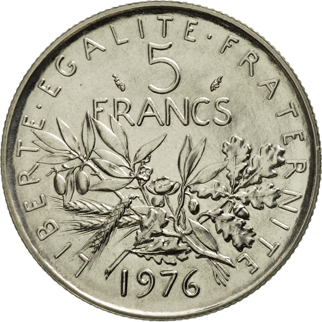 Coin, France, Semeuse, 5 Francs, 1976, Paris, MS(65-70), Nickel Clad