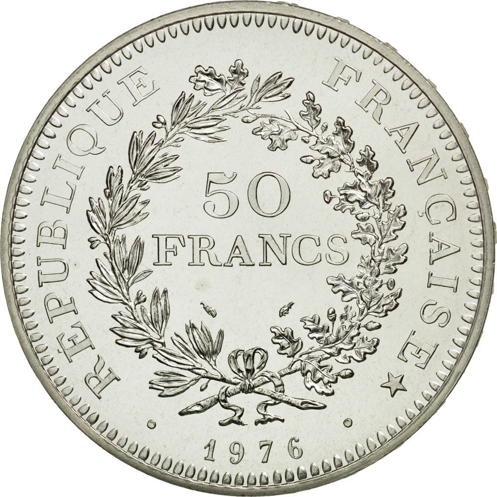 Coin, France, Hercule, 50 Francs, 1976, Paris, MS(65-70), Silver, KM:941.1