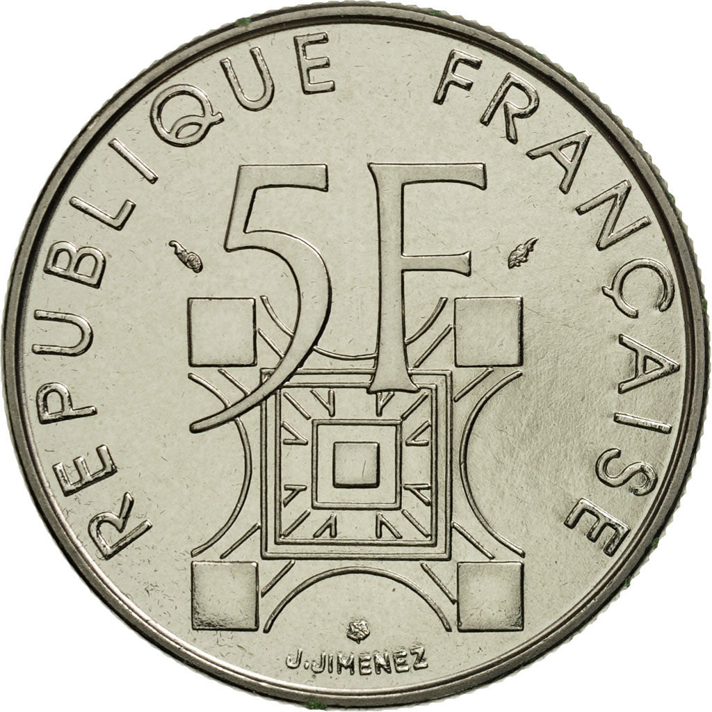 Coin, France, Tour Eiffel, 5 Francs, 1989, Paris, MS(65-70), Nickel, KM:968