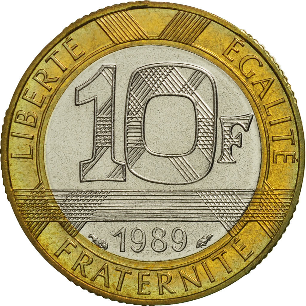 Coin, France, Montesquieu, 10 Francs, 1989, Paris, MS(65-70), Bi-Metallic