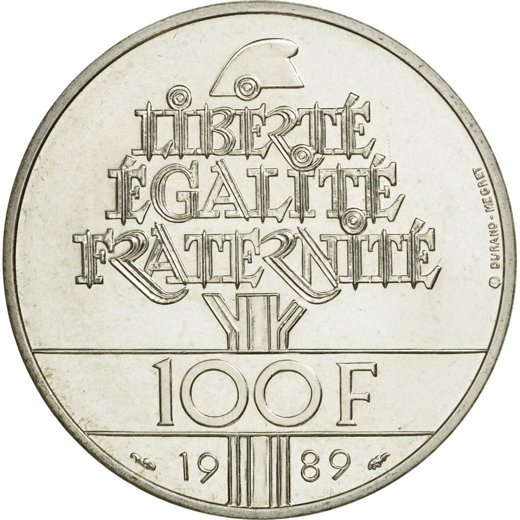 Coin, France, Droits de l'Homme, 100 Francs, 1989, Paris, MS(65-70), Silver