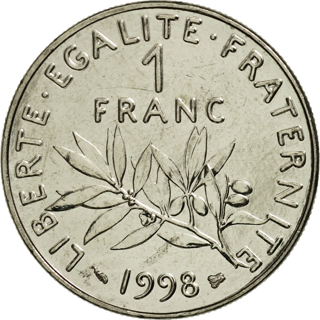 Coin, France, Semeuse, Franc, 1998, Paris, MS(65-70), Nickel, KM:925.1