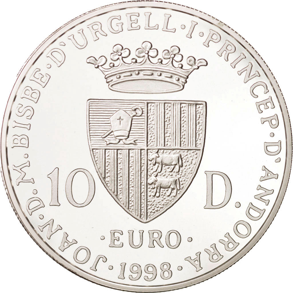 ANDORRA, 10 Diners, 1998, KM #150, MS(65-70), Silver, 31.46