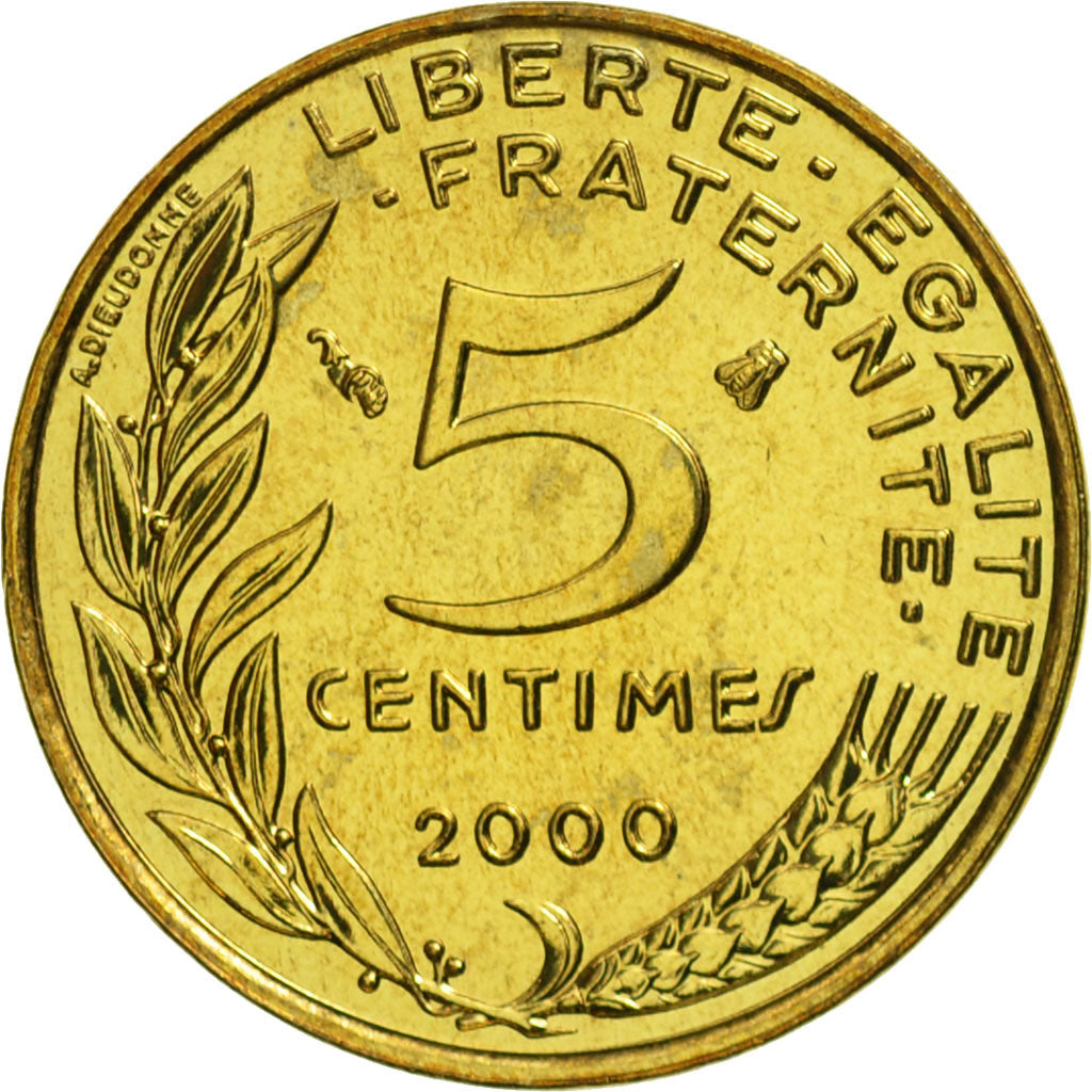 Coin, France, Marianne, 5 Centimes, 2000, Paris, MS(65-70), Aluminum-Bronze