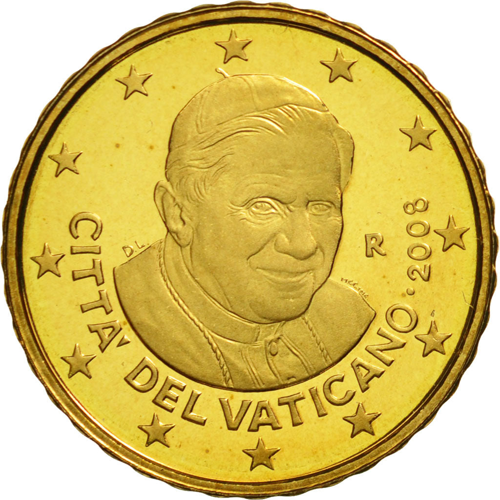 VATICAN CITY, 10 Euro Cent, 2008, MS(63), Brass, KM:385