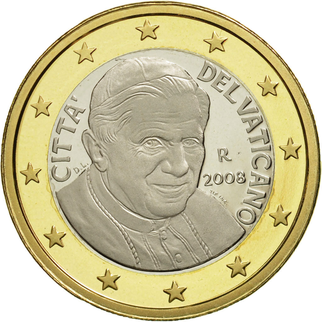 VATICAN CITY, Euro, 2008, MS(63), Bi-Metallic, KM:388