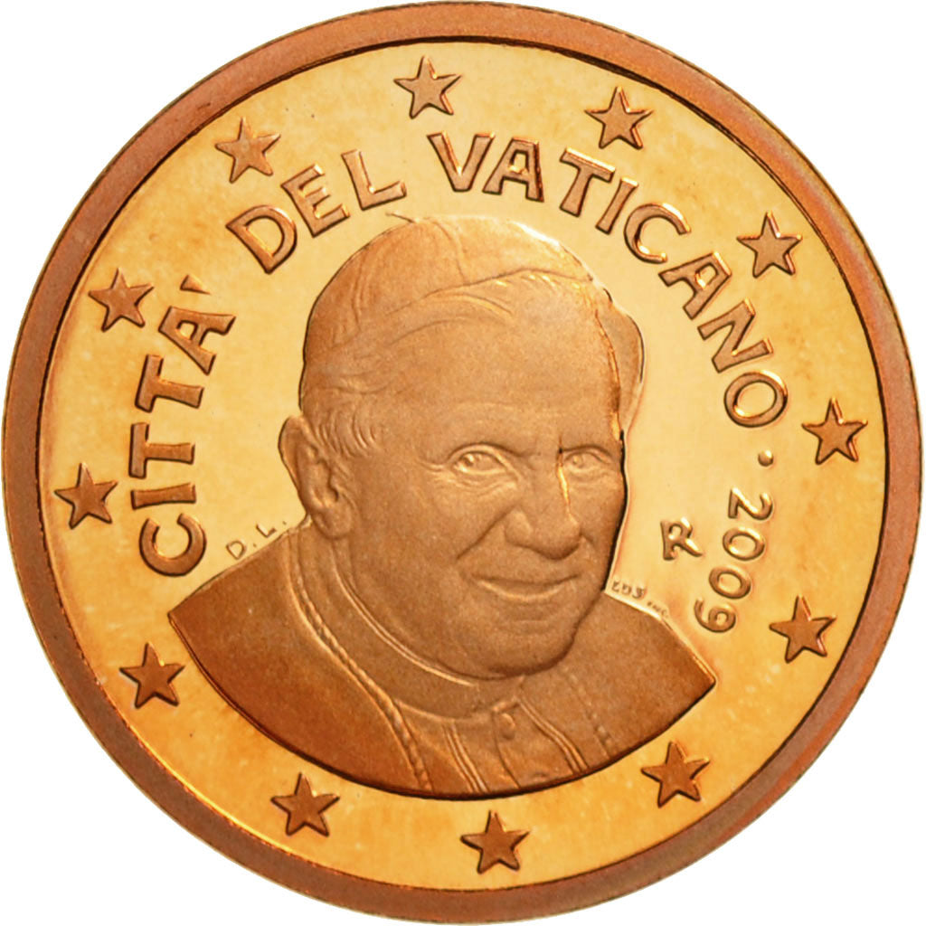 PAŃSTWO WATYKAŃSKIE, Euro Cent, 2009, Rome, MS(63), Miedź platerowana stalą