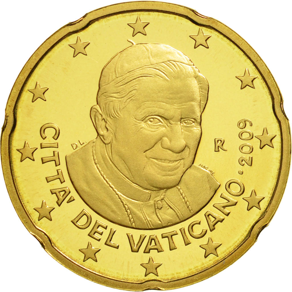 VATICAN CITY, 20 Euro Cent, 2009, MS(63), Brass, KM:386