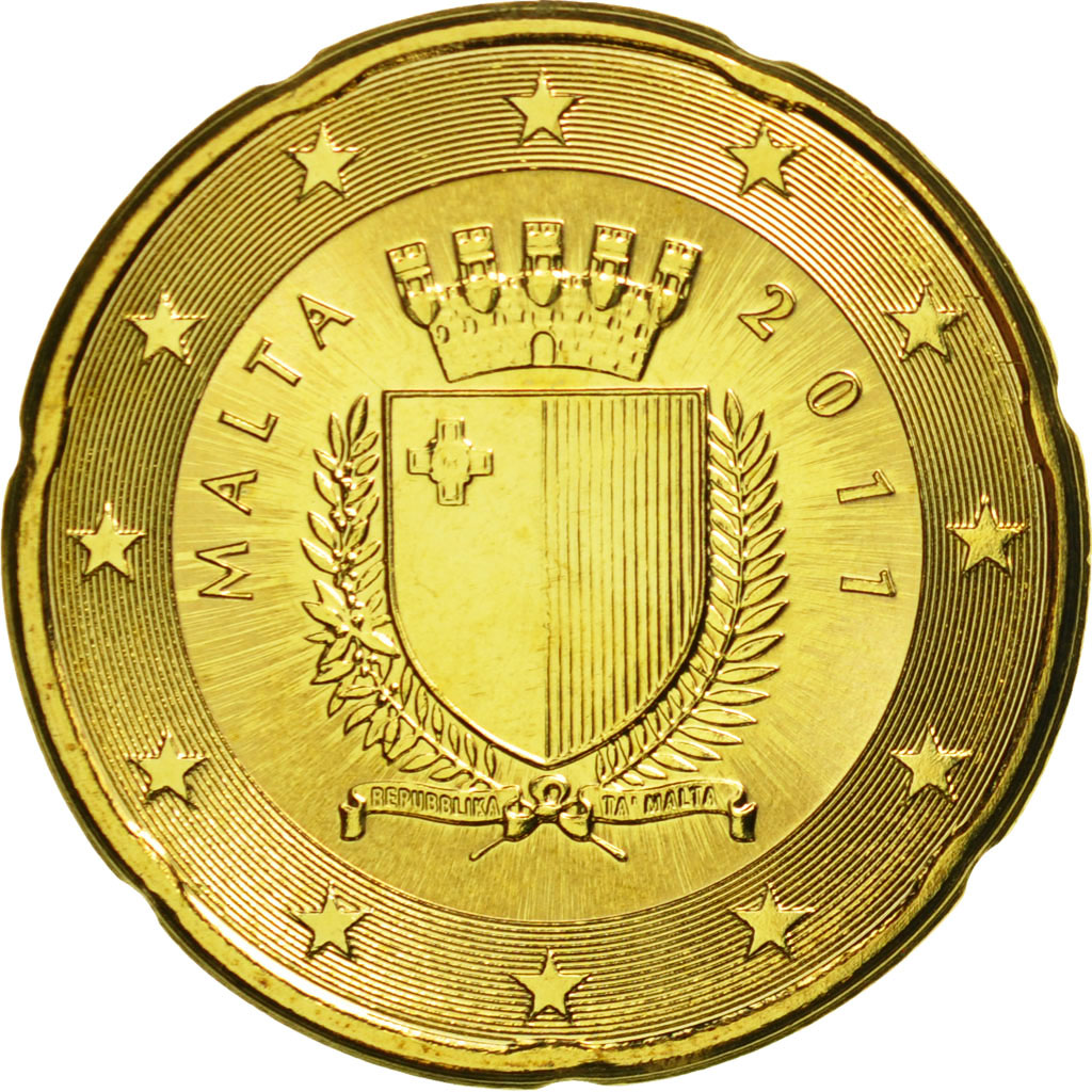 Malta, 20 Euro Cent, 2011, SC, Latón, KM:129