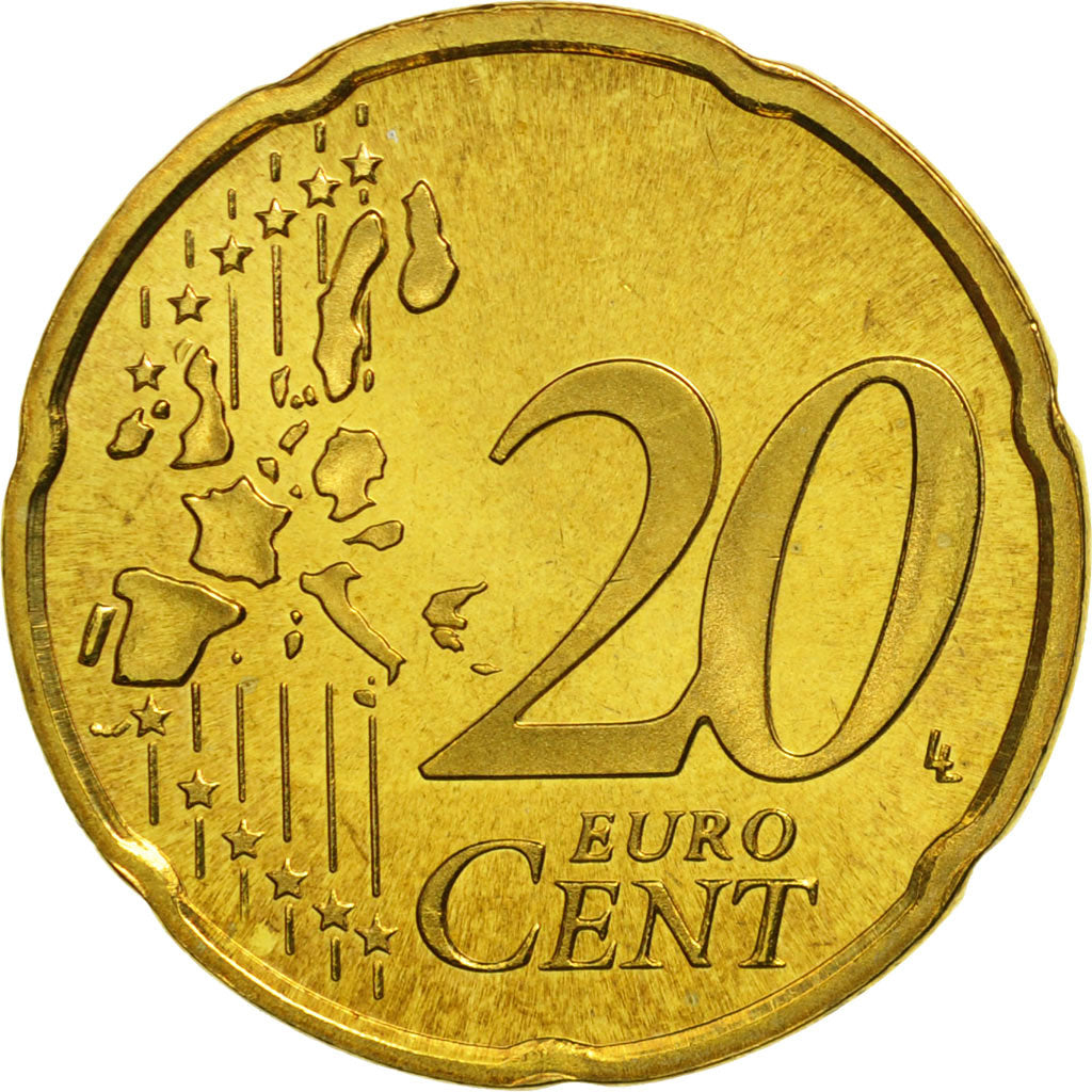 Luksemburg, 20 Euro Cent, 2004, Utrecht, MS(65-70), Mosiądz