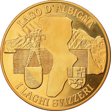 Suisse, Médaille, Lago d'Albigna, I Laghi Svizzeri, SPL+, Copper-Nickel Gilt