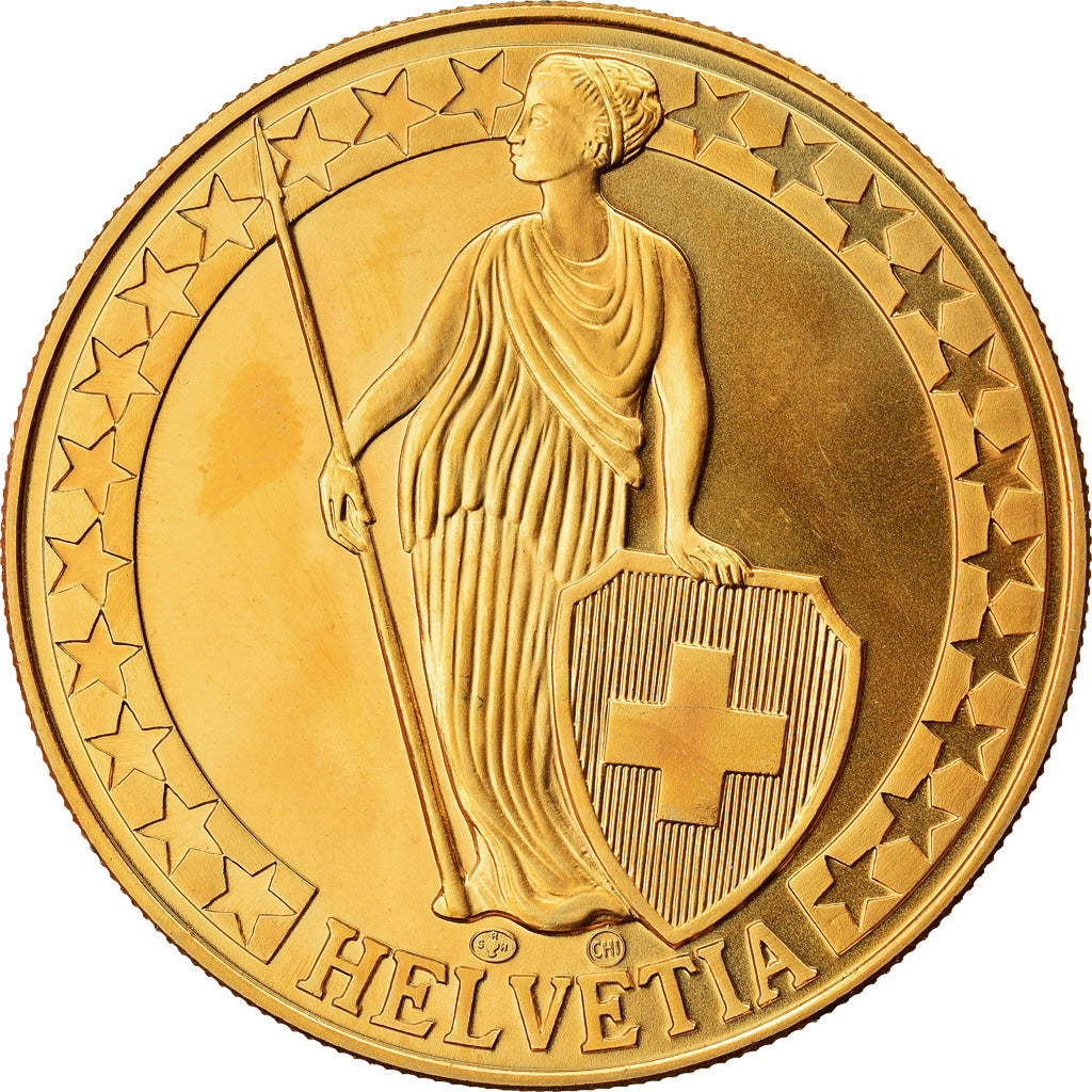 Suisse, Médaille, Lago d'Albigna, I Laghi Svizzeri, SPL+, Copper-Nickel Gilt