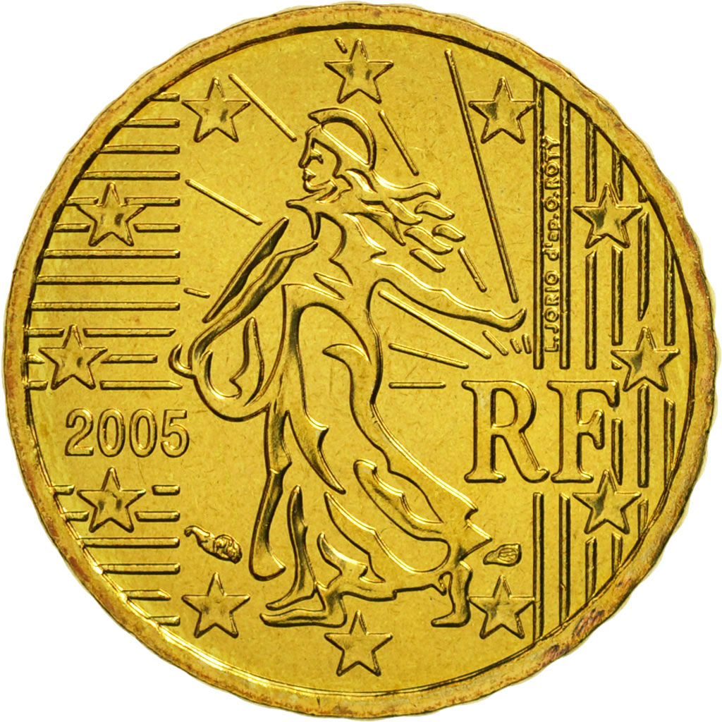 Moneta, Francja, 10 Euro Cent, 2005, Paris, MS(65-70), Mosiądz, KM:1285