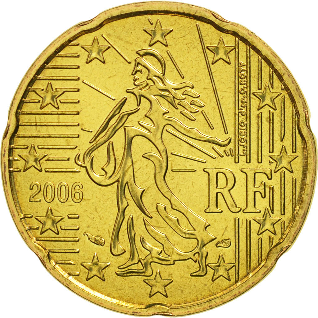 Coin, France, 20 Euro Cent, 2006, MS(65-70), Brass, KM:1286