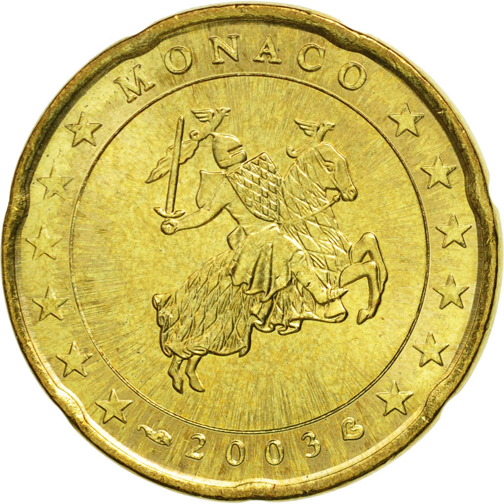 Monaco, 20 Euro Cent, 2003, SPL, Ottone, KM:171