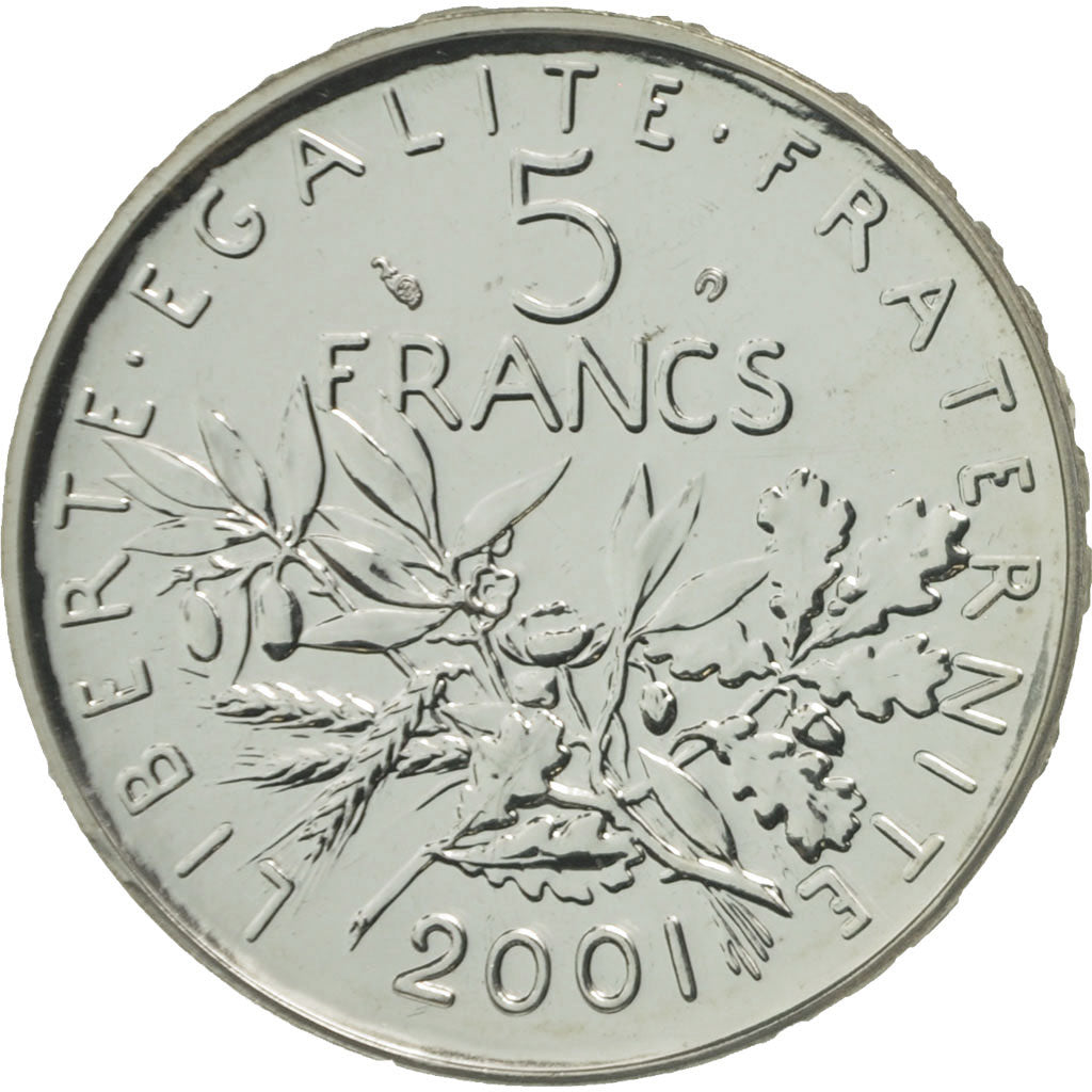 Francia, Semeuse, 5 Francs, 2001, Paris, FDC, Nichel placcato rame-nichel