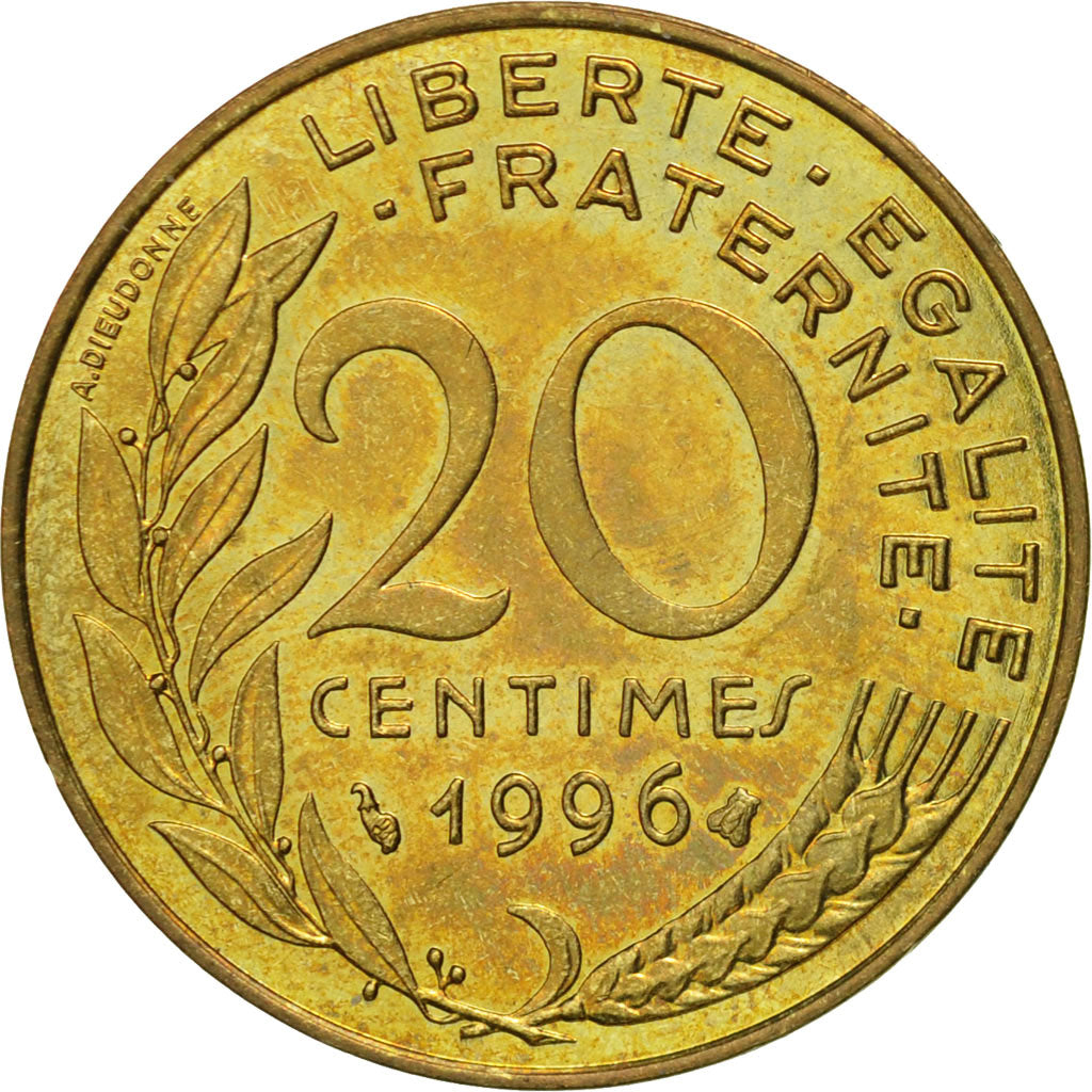 Coin, France, Marianne, 20 Centimes, 1996, Paris, AU(55-58), Aluminum-Bronze
