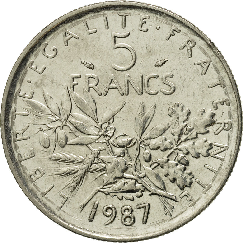Munten, Frankrijk, Semeuse, 5 Francs, 1987, Paris, PR, Nickel Clad