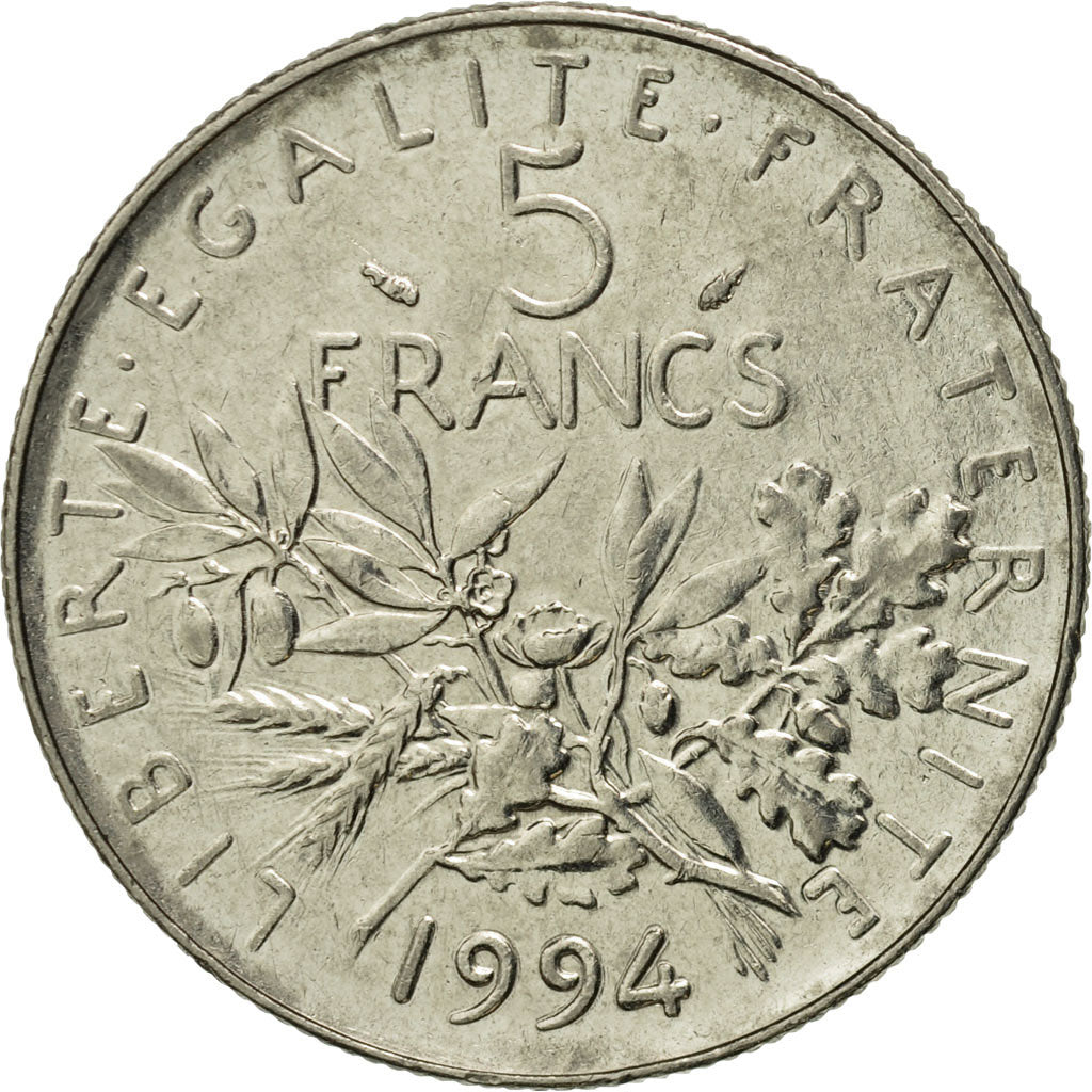 Coin, France, Semeuse, 5 Francs, 1994, Paris, AU(55-58), Nickel Clad