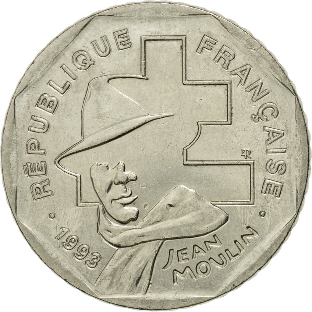 Monnaie, France, Jean Moulin, 2 Francs, 1993, Paris, SPL, Nickel, KM:1062