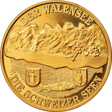 Switzerland, Medal, Der Walensee, Die Schweizer Seen, MS(64), Copper-Nickel Gilt