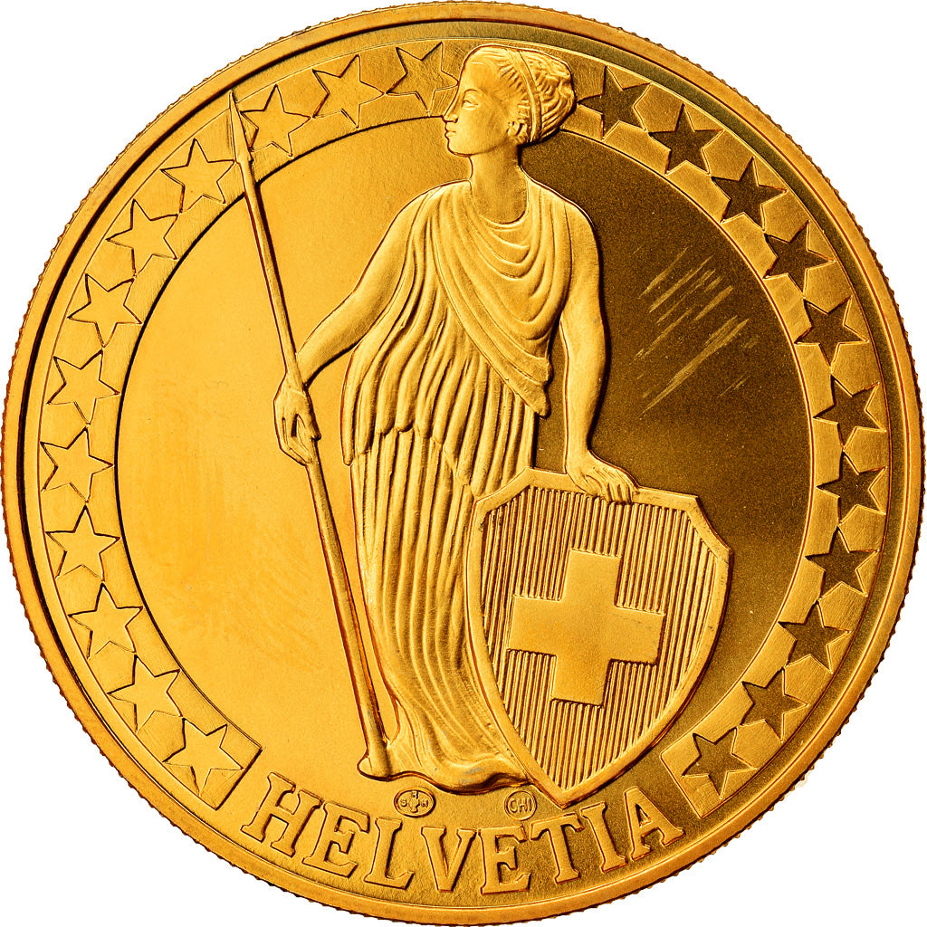 Switzerland, Medal, Der Walensee, Die Schweizer Seen, MS(64), Copper-Nickel Gilt