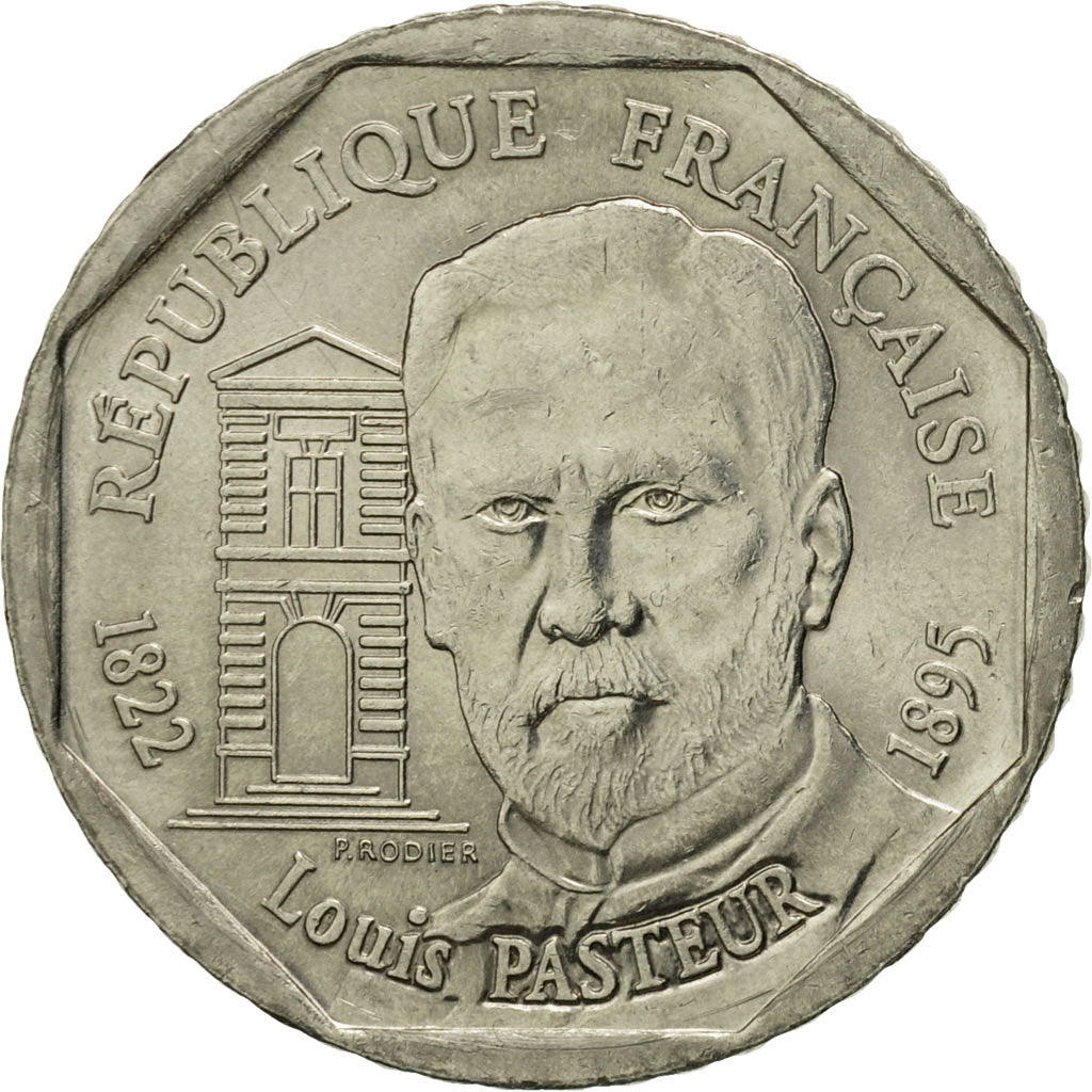 Coin, France, Pasteur, 2 Francs, 1995, Paris, MS(63), Nickel, KM:1119