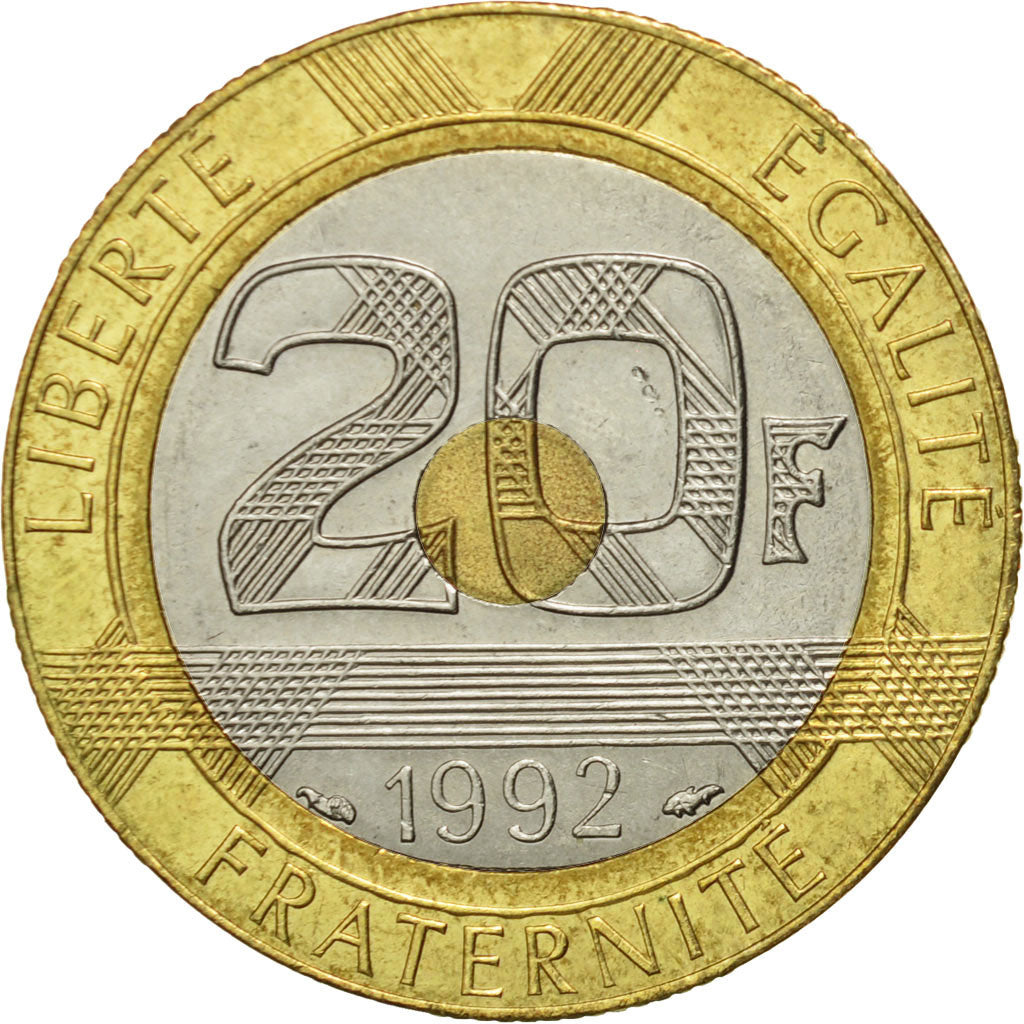 Coin, France, Mont Saint Michel, 20 Francs, 1992, Paris, AU(55-58)