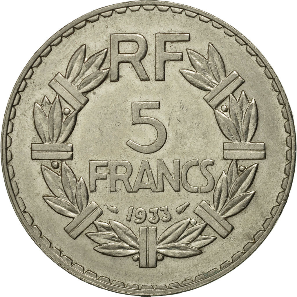 France, 5 Francs, 1933, Paris, MS(63), Nickel, KM:E65, Gadoury:760