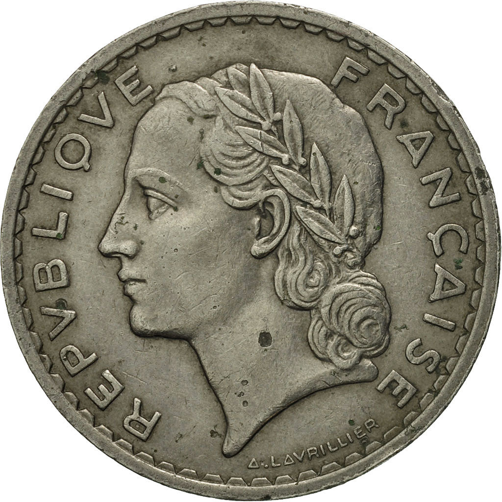 Munten, Frankrijk, Lavrillier, 5 Francs, 1935, Paris, ZF+, Nickel, KM:888