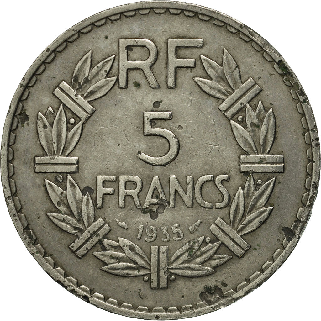 Munten, Frankrijk, Lavrillier, 5 Francs, 1935, Paris, ZF+, Nickel, KM:888