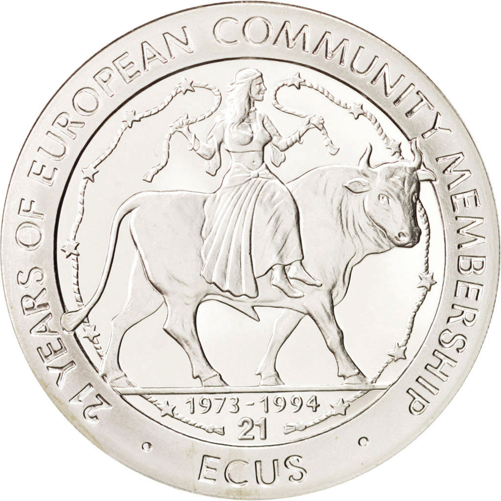 GIBRALTAR, 21 ECUs, 1994, KM #491, MS(65-70), Silver, 19.19