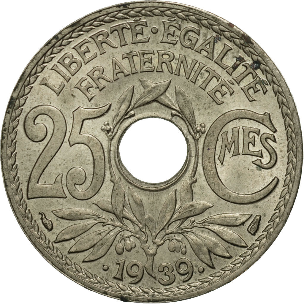 Münze, Frankreich, Lindauer, 25 Centimes, 1939, Paris, VZ+, Nickel-Bronze