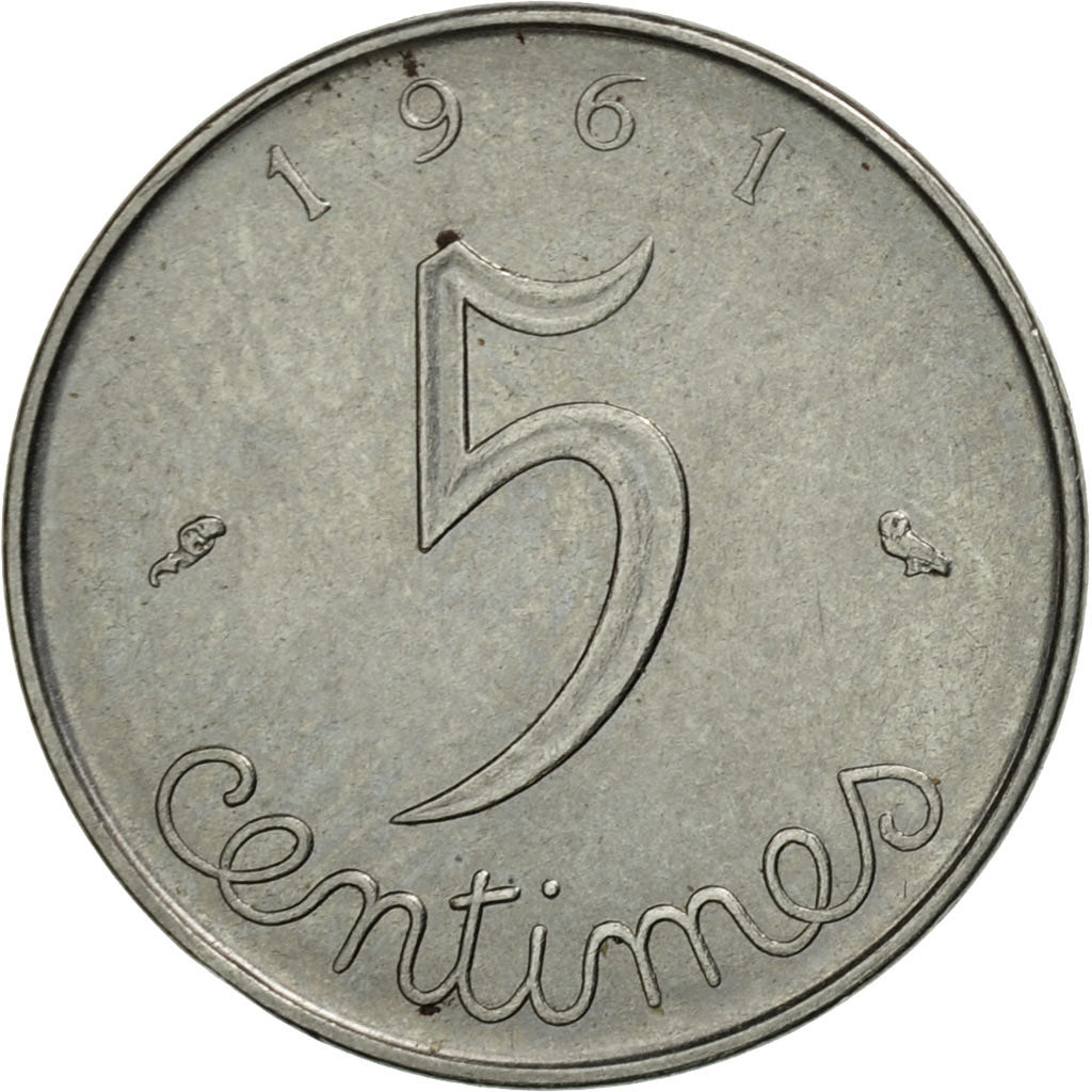 Coin, France, Épi, 5 Centimes, 1961, Paris, MS(60-62), Stainless Steel, KM:927