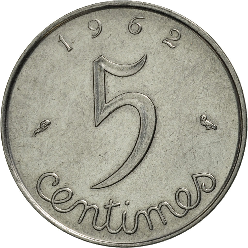 Coin, France, Épi, 5 Centimes, 1962, Paris, MS(60-62), Stainless Steel, KM:927