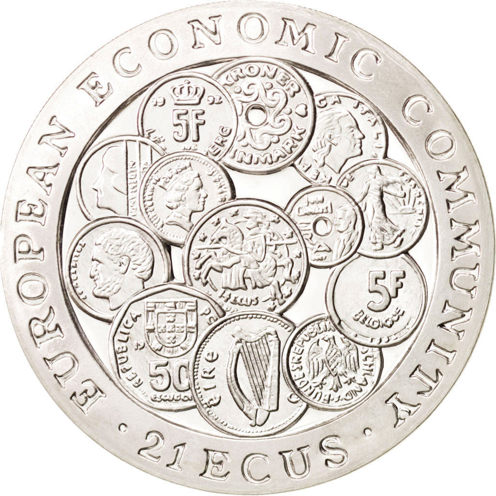GIBRALTAR, 21 ECUs, 1993, KM #632, MS(65-70), Silver, 19.19