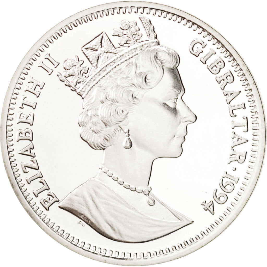GIBRALTAR, 14 ECUs, 1994, KM #490, MS(65-70), Silver, 10.00