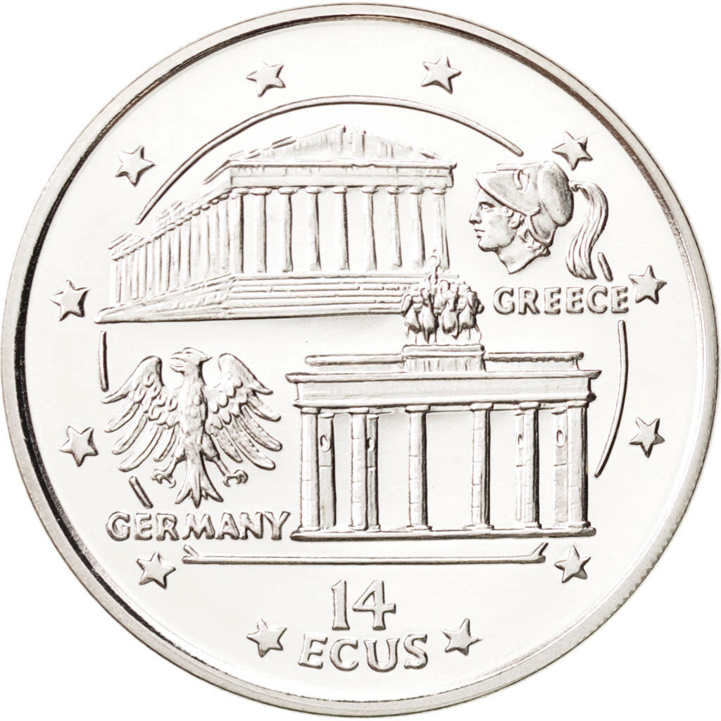 GIBRALTAR, 14 ECUs, 1994, KM #490, MS(65-70), Silver, 10.00