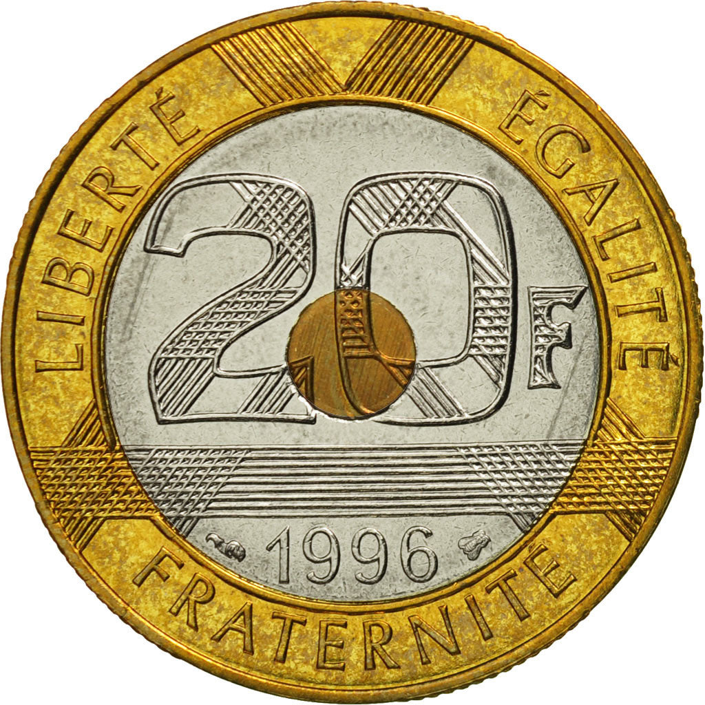 France, Mont Saint Michel, 20 Francs, 1996, Paris, MS(65-70), Tri-Metallic