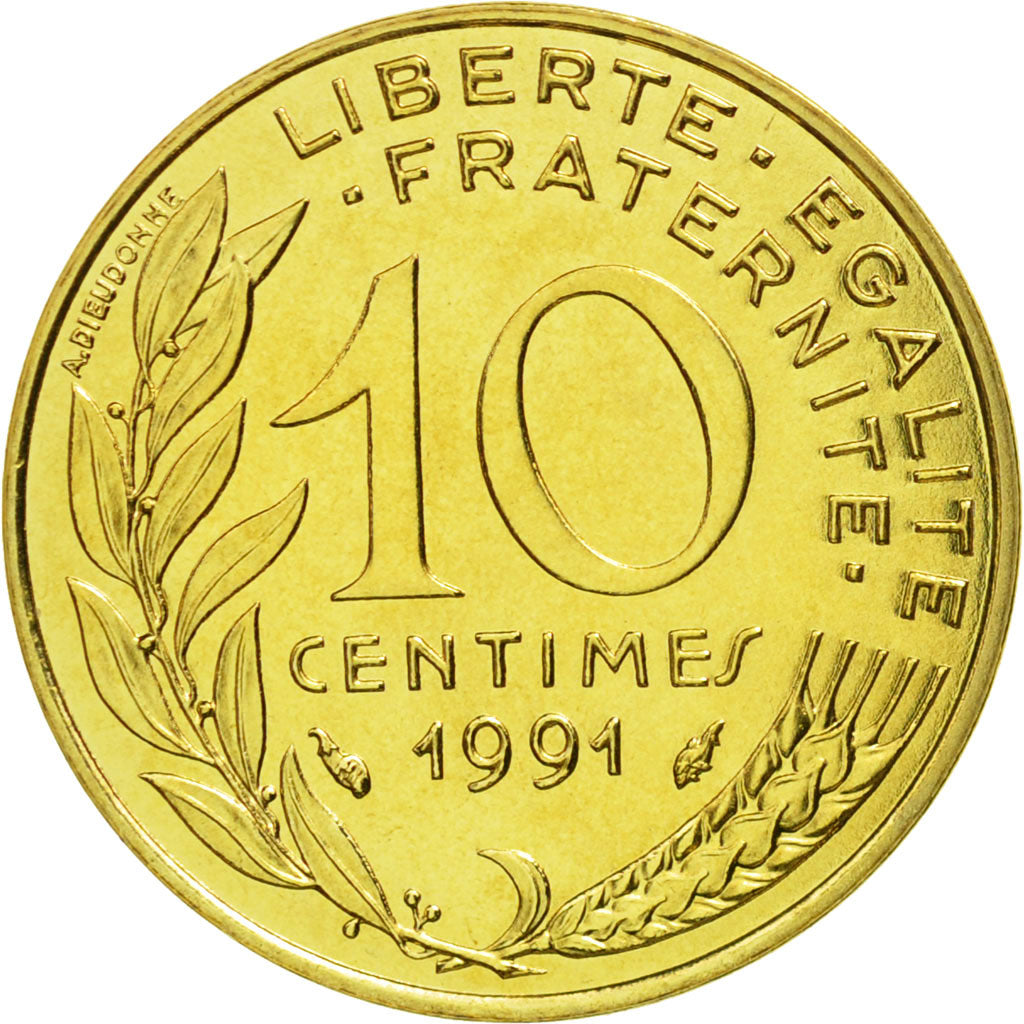 Münze, Frankreich, Marianne, 10 Centimes, 1991, Paris, STGL, Aluminum-Bronze