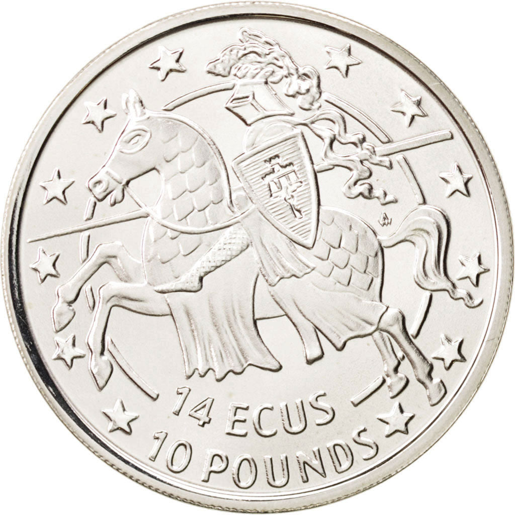 Münze, Gibraltar, Elizabeth II, 14 Ecus-10 Pounds, 1992, UNZ, Silber, KM:89