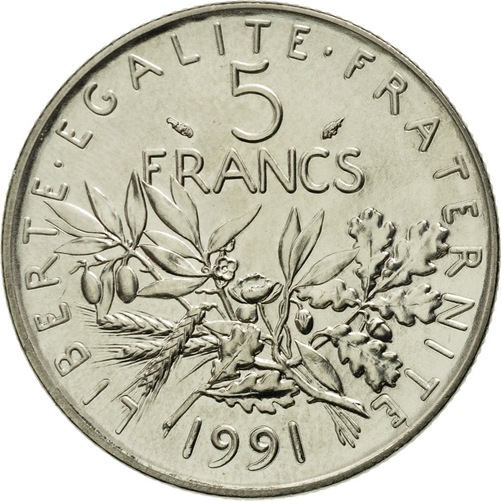 Monnaie, France, Semeuse, 5 Francs, 1991, Paris, FDC, Nickel Clad Copper-Nickel
