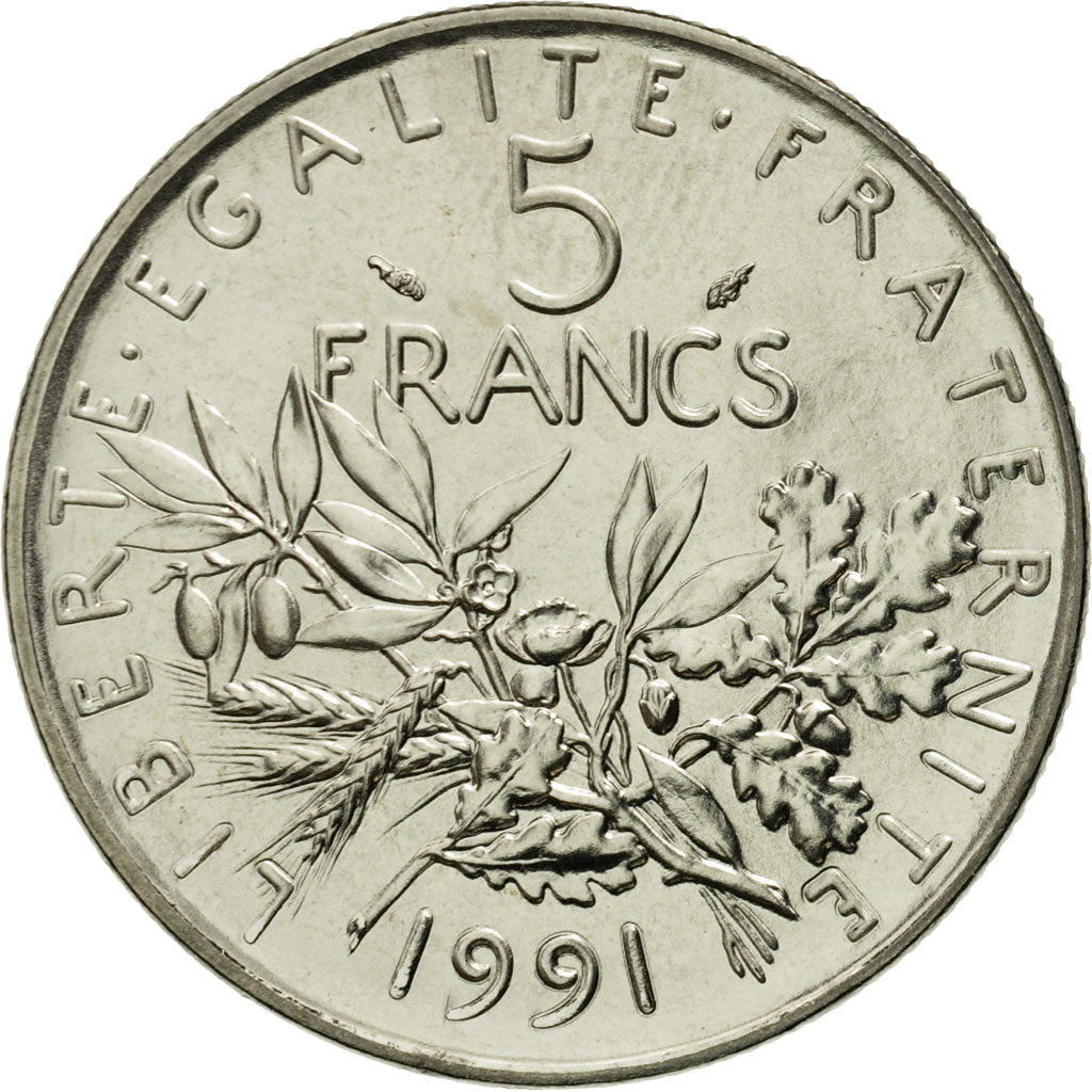 Monnaie, France, Semeuse, 5 Francs, 1991, Paris, FDC, Nickel Clad Copper-Nickel