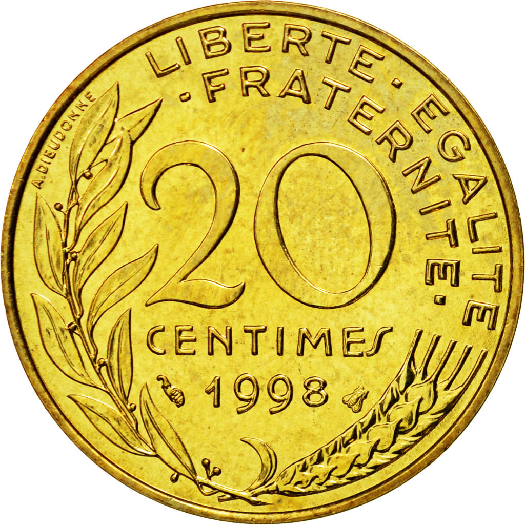 Monnaie, France, Marianne, 20 Centimes, 1998, Paris, FDC, Aluminum-Bronze